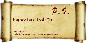 Popovics Iván névjegykártya