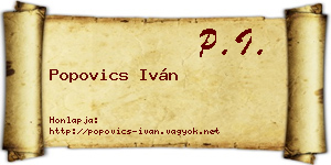 Popovics Iván névjegykártya